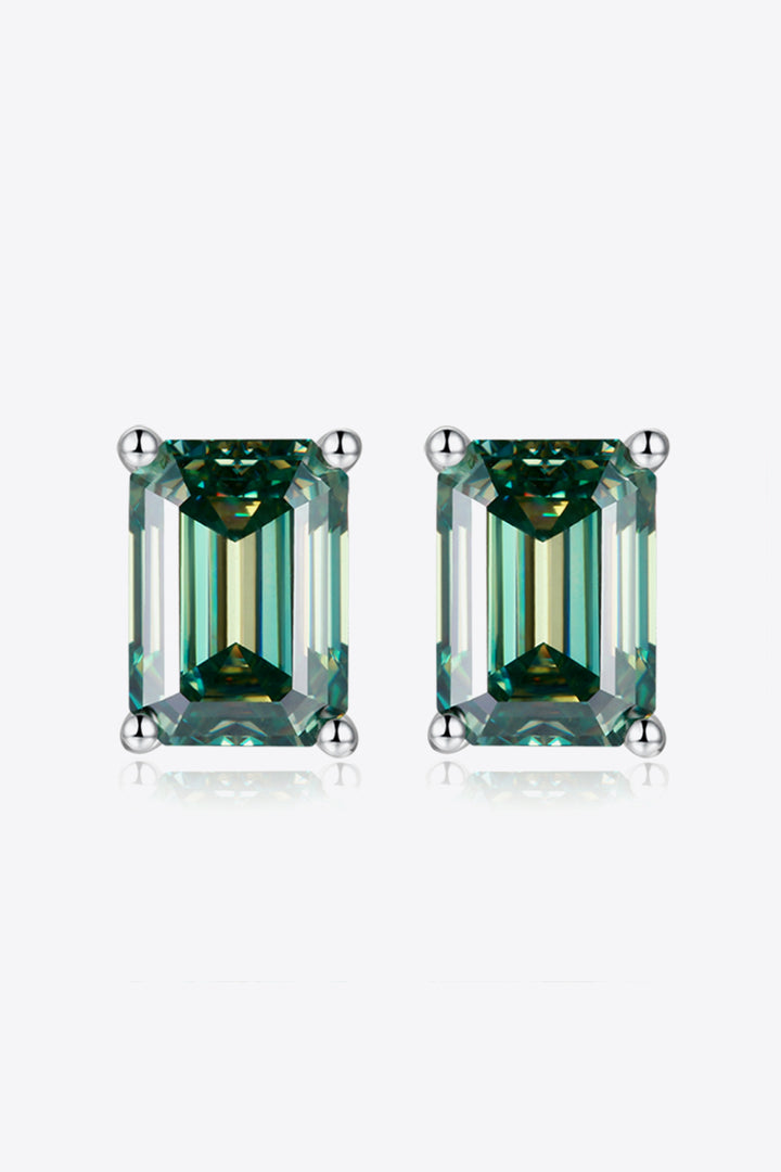 2 Carat Moissanite Stud Earrings in Green Green