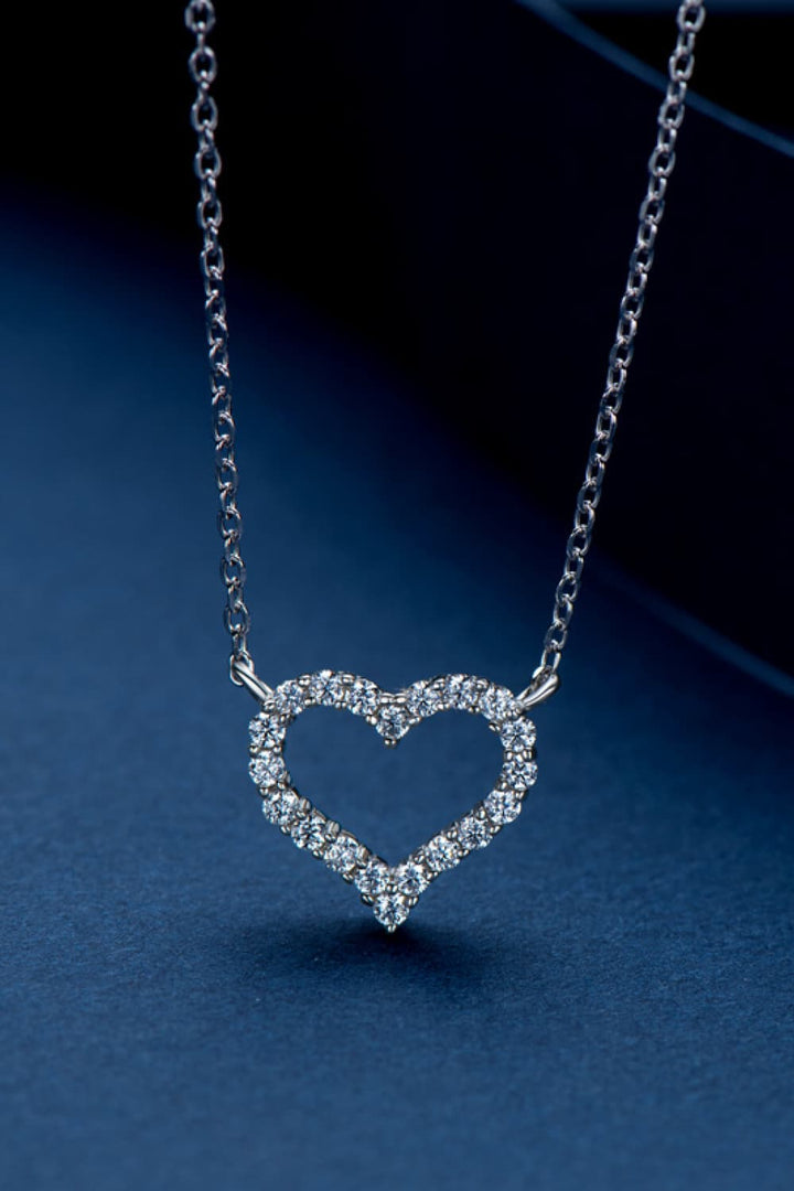 Moissanite Platinum-Plated Heart Necklace Silver One Size