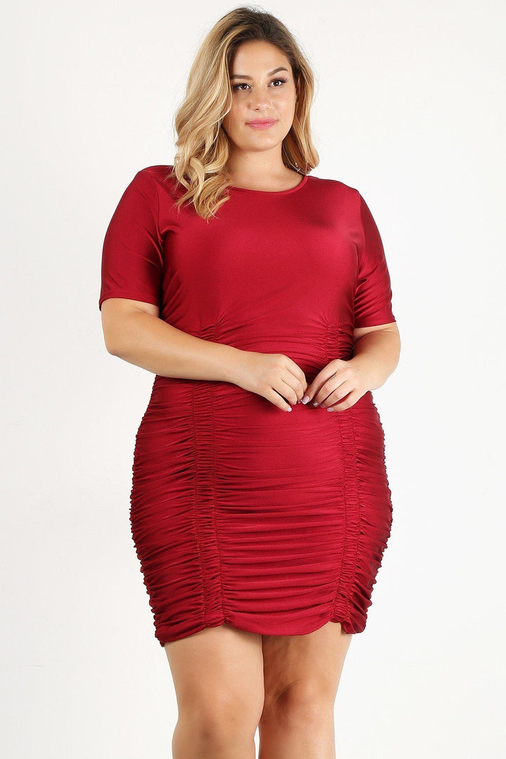 Plus Size Solid Bodycon Stylish & Unique Mini Dress