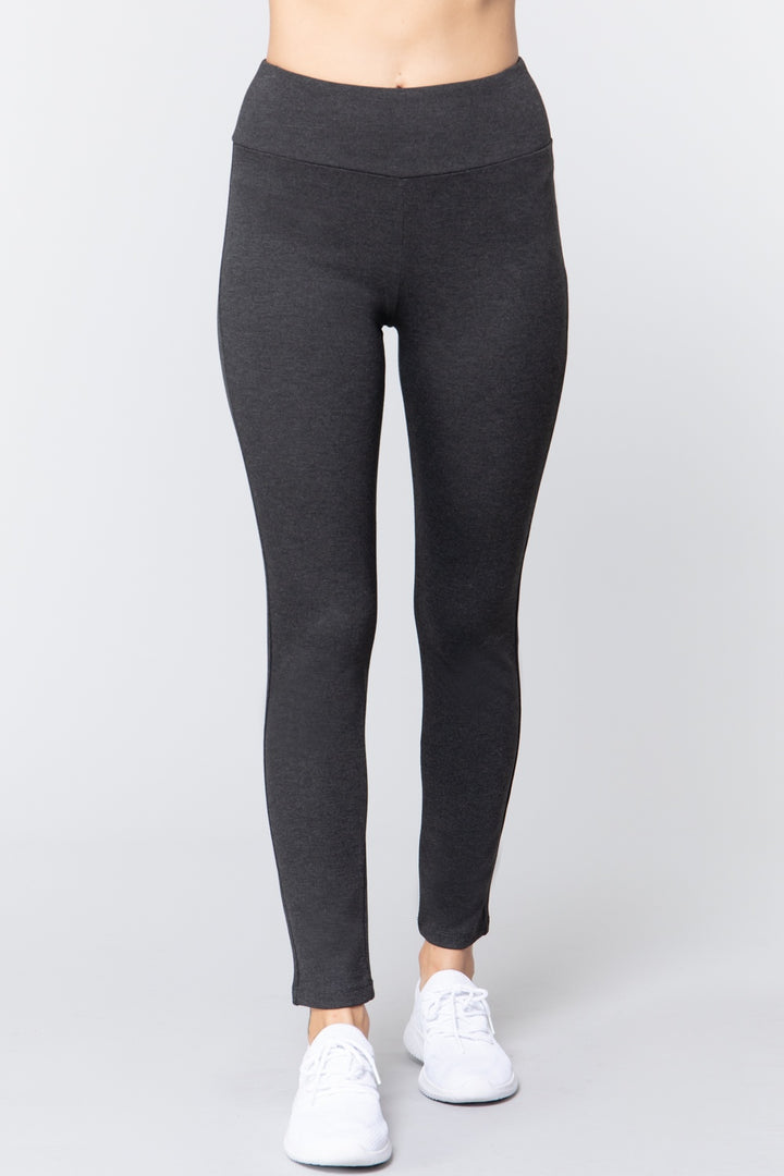 Charcoal Gray Waist Band Long Ponte Pants