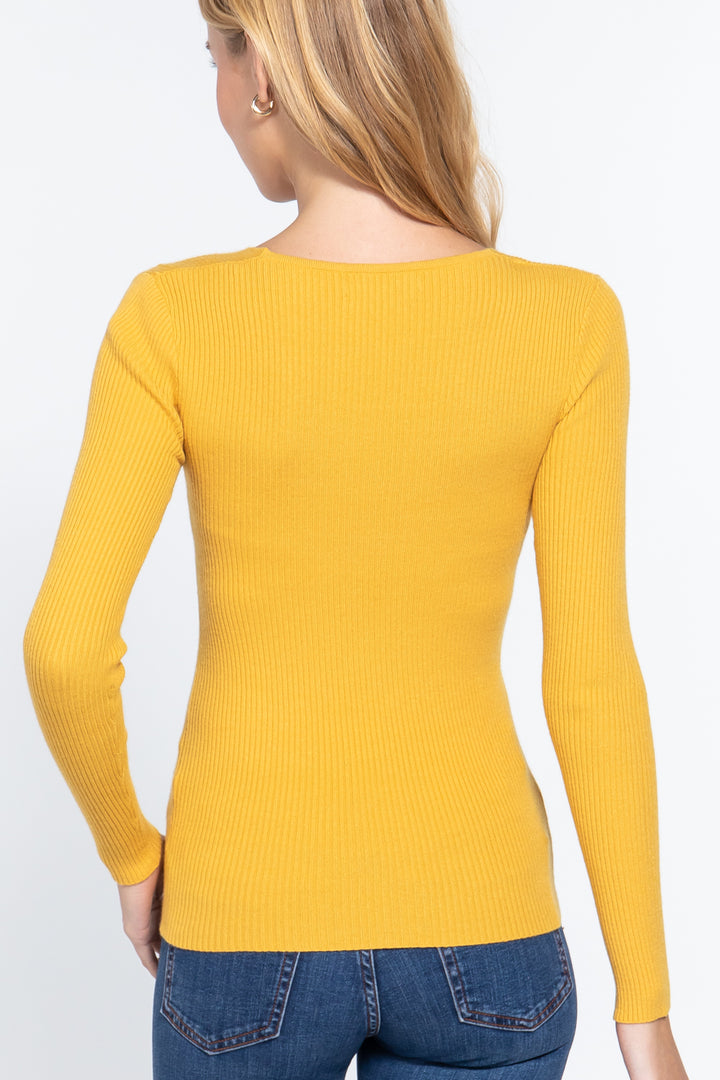 V-neck Viscose Rib Sweater