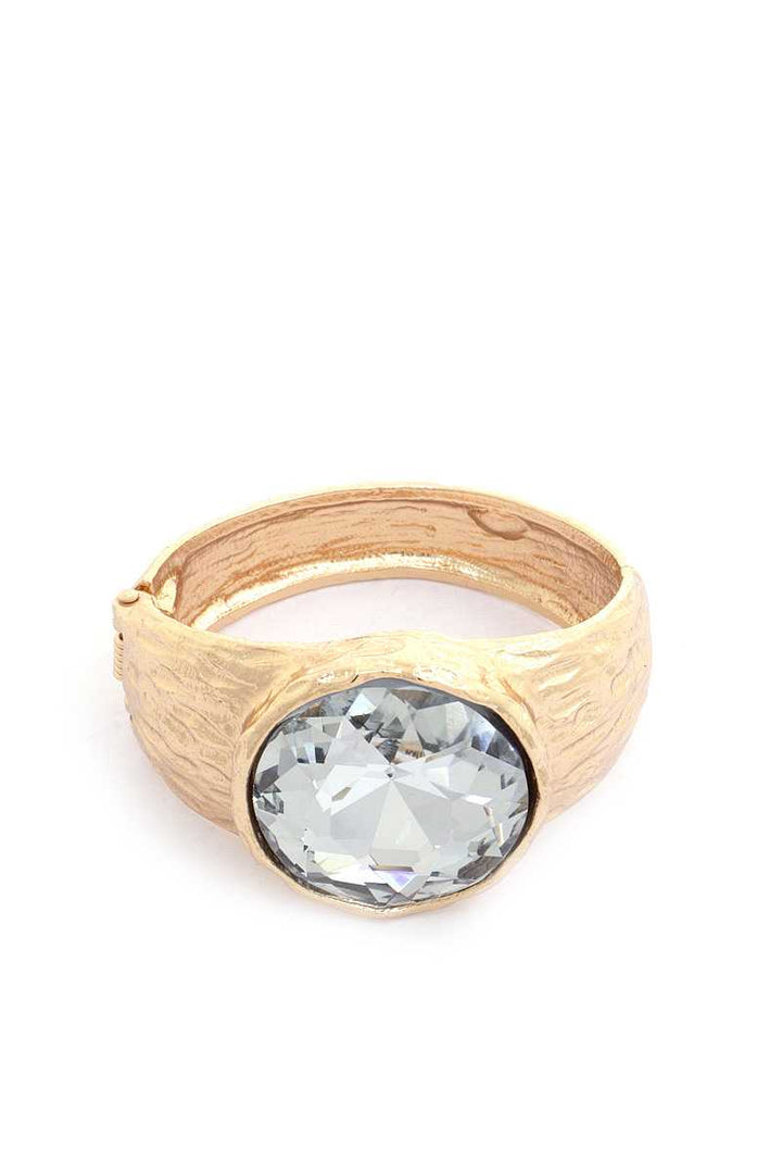 Oval Crystal Metal Cuff Bracelet