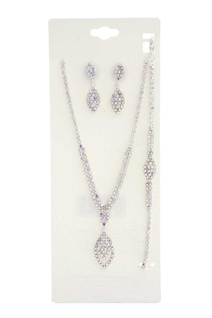 Marquise Rhinestone Bracelet Necklace Set