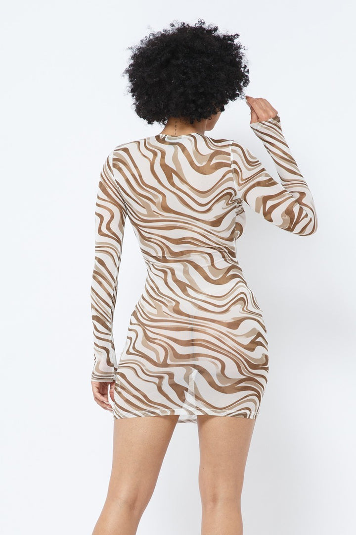 Printed Mesh Dress