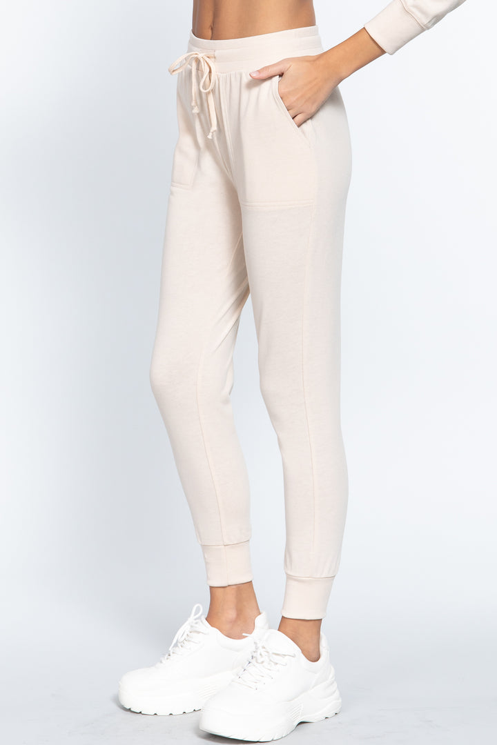 Coconut Milk Waist Band Long Sweatpants With Pockets