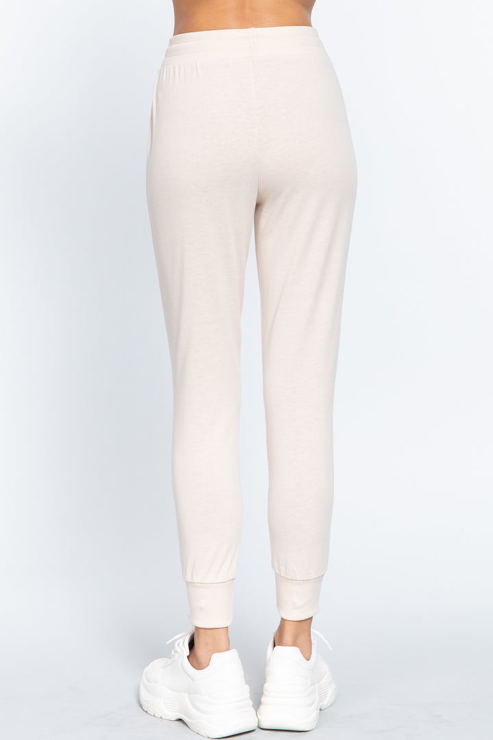 Coconut Milk Waist Band Long Sweatpants With Pockets