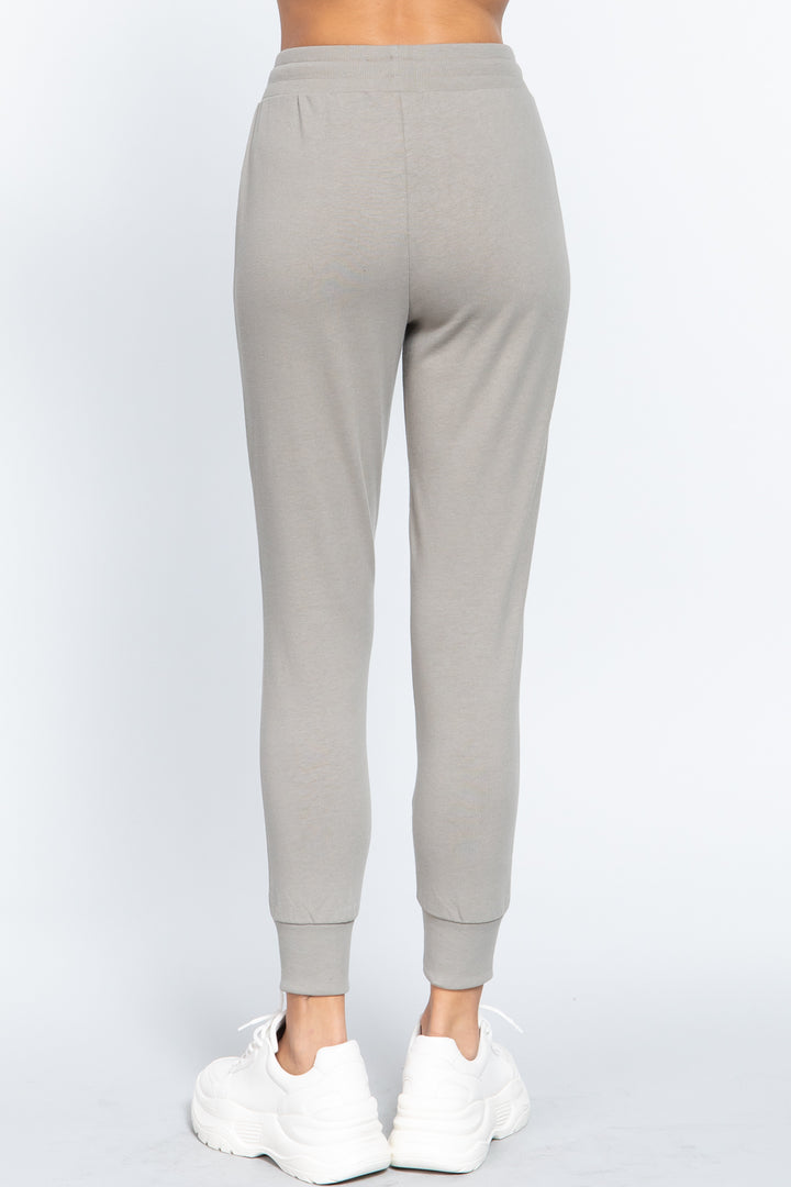 Oyster Sage Waist Band Long Sweatpants With Pockets