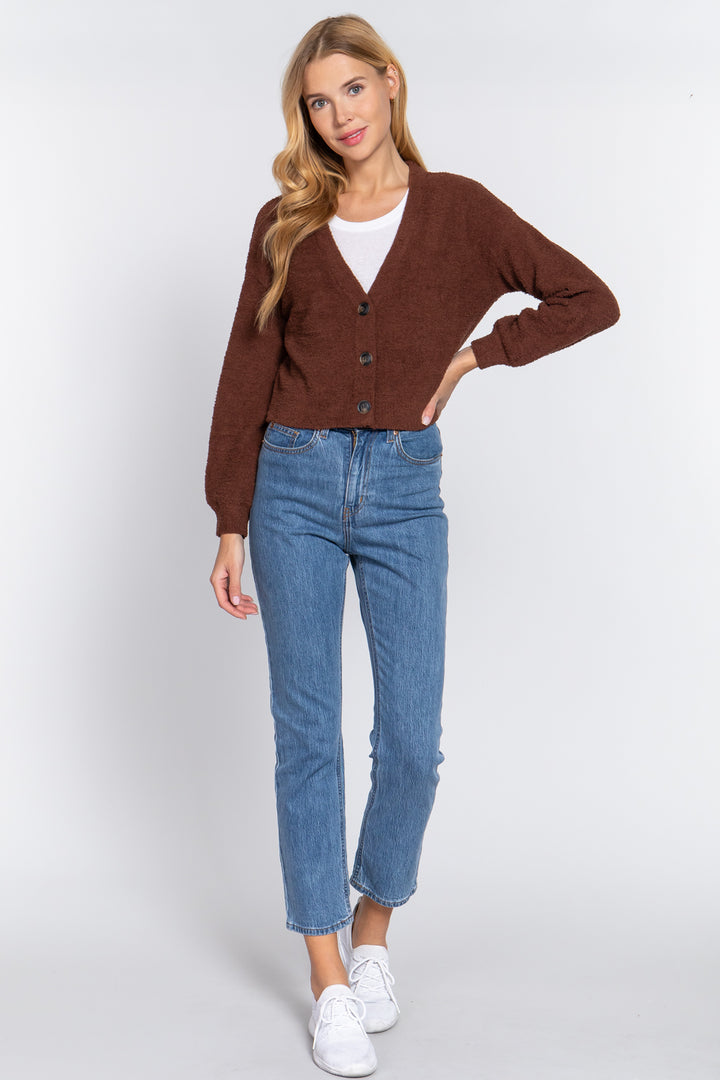 Long Slv V-neck Sweater Cardigan