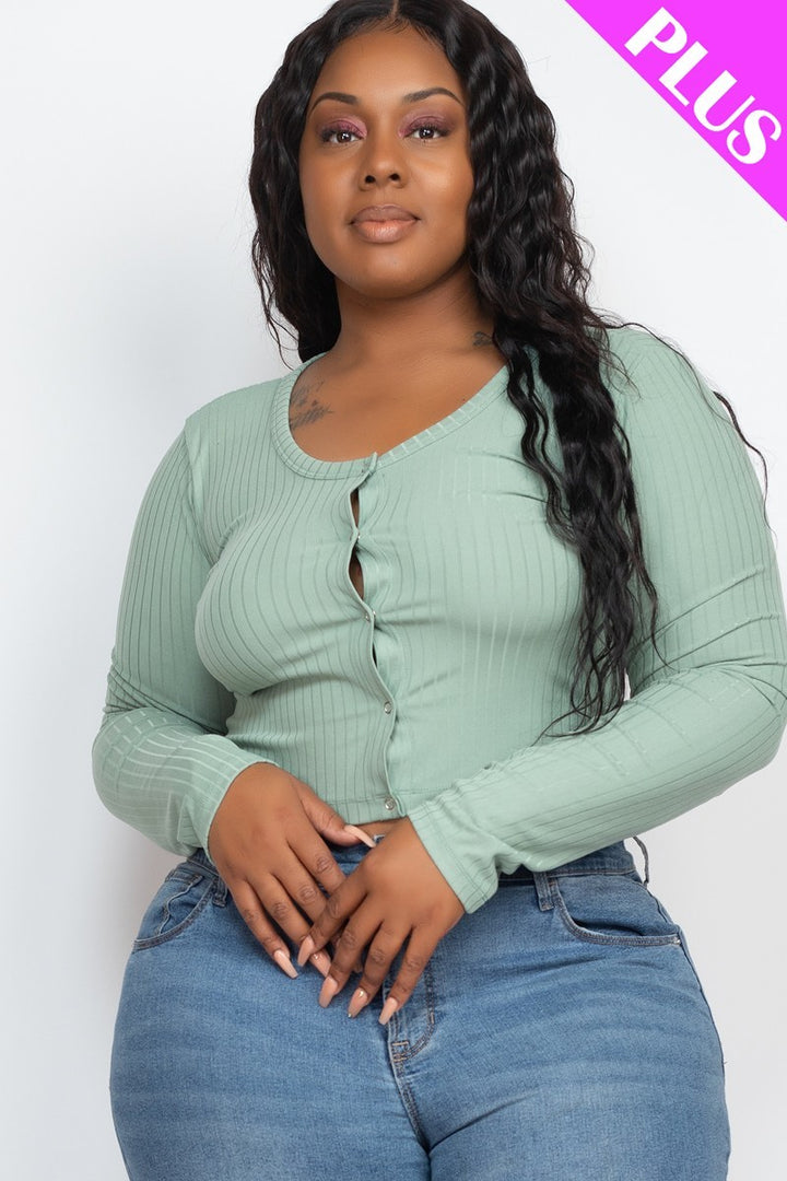 Plus Size Button Up Cropped Top