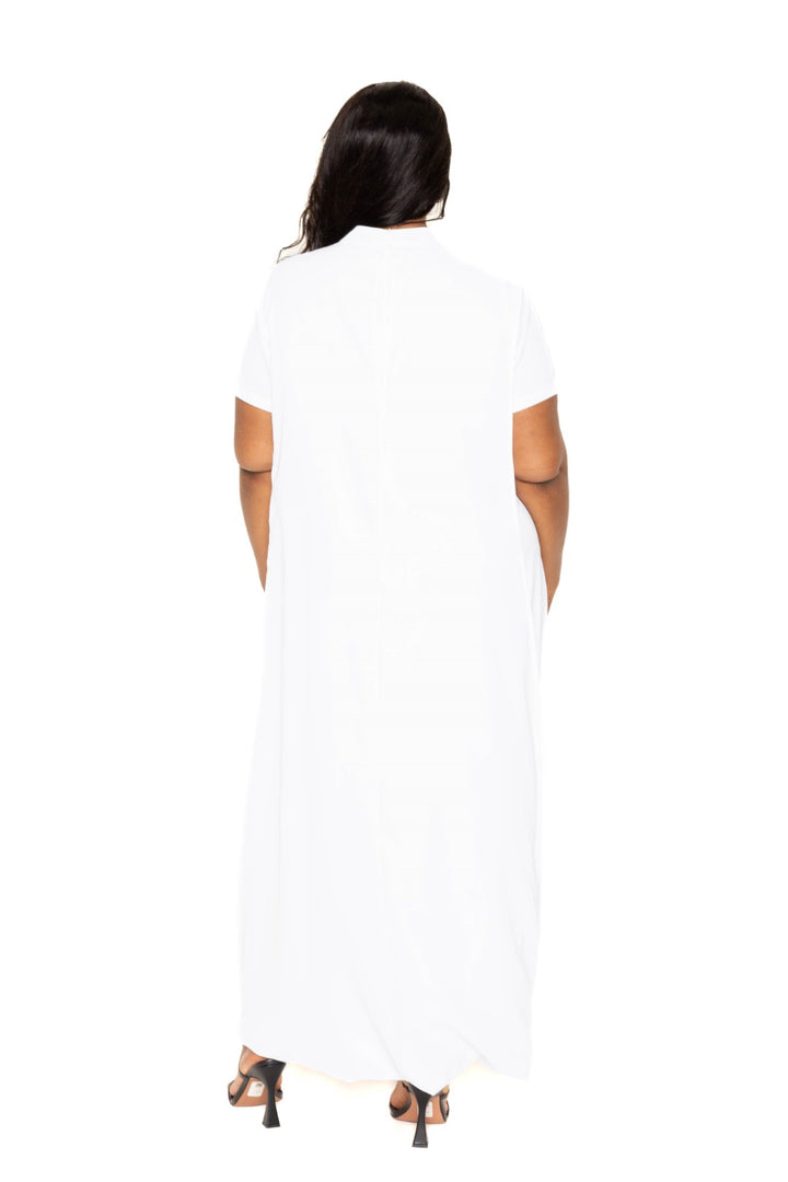 Mock neck back cape dress