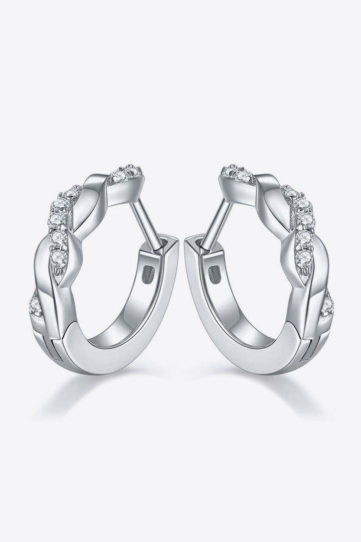 Moissanite Twisted Platinum-Plated Earrings Silver One Size