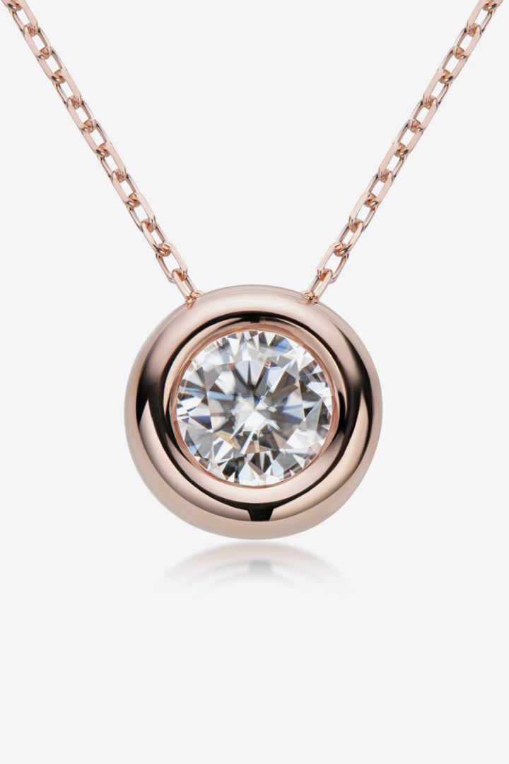 1 Carat Moissanite Pendant 925 Sterling Silver Necklace Rose Gold