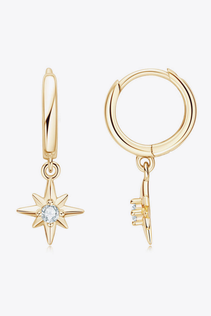 Moissanite Star Drop Earrings Gold One Size