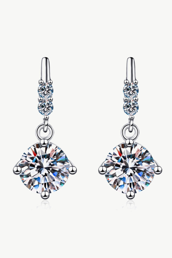 Moissanite Drop Earrings Silver One Size