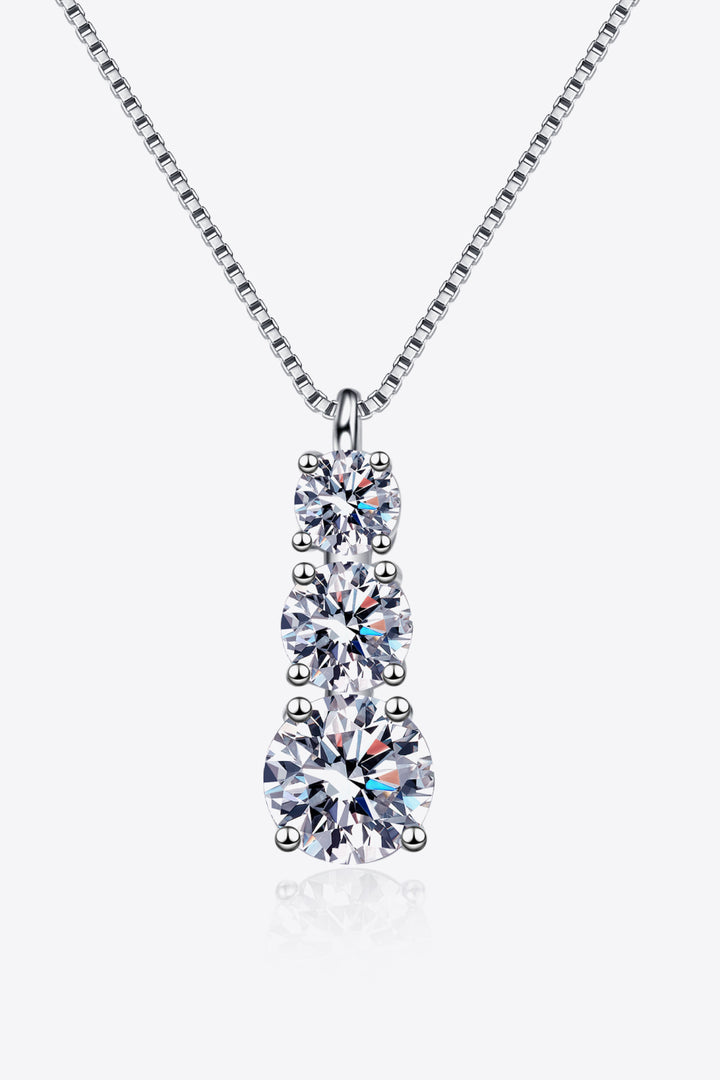 Moissanite Triple-Pendant Necklace Silver One Size