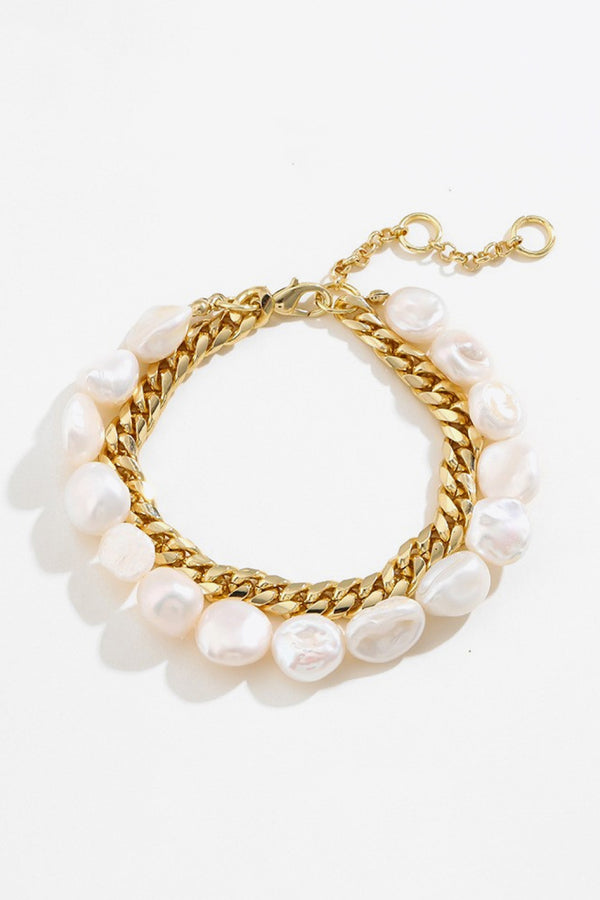 Two-Tone Double-Layered Bracelet Gold One Size
