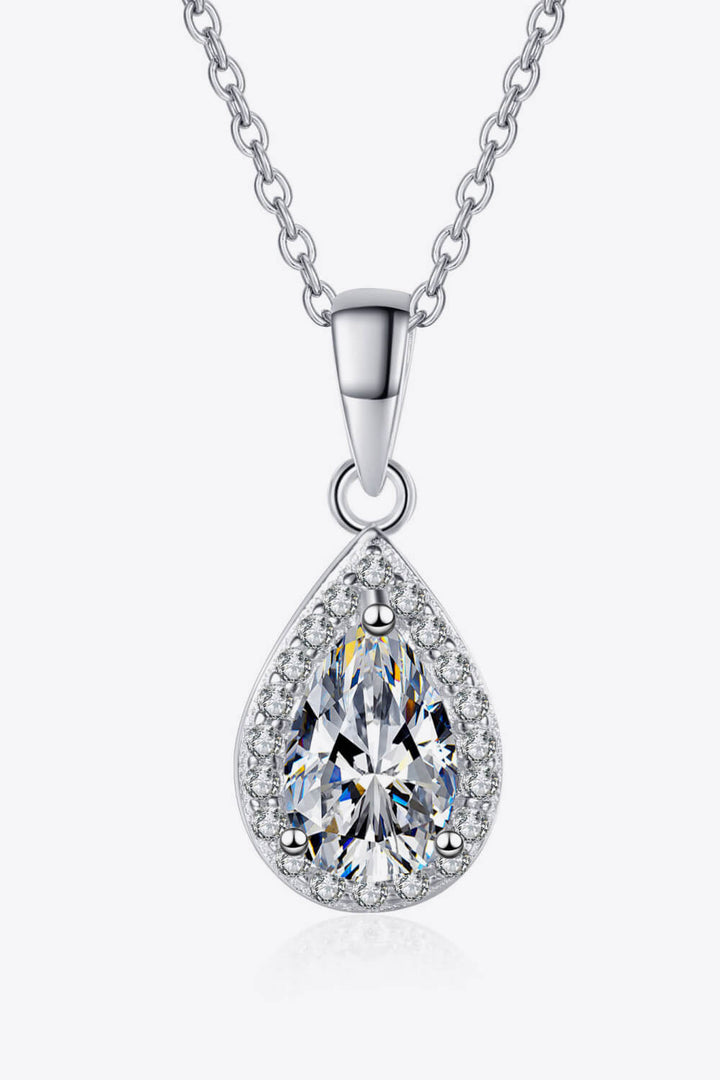 Moissanite Teardrop Pendant Necklace Silver One Size