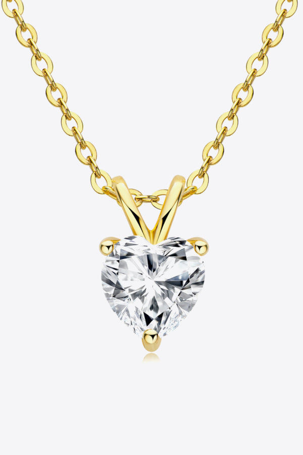 1 Carat Moissanite Heart-Shaped Pendant Necklace Gold