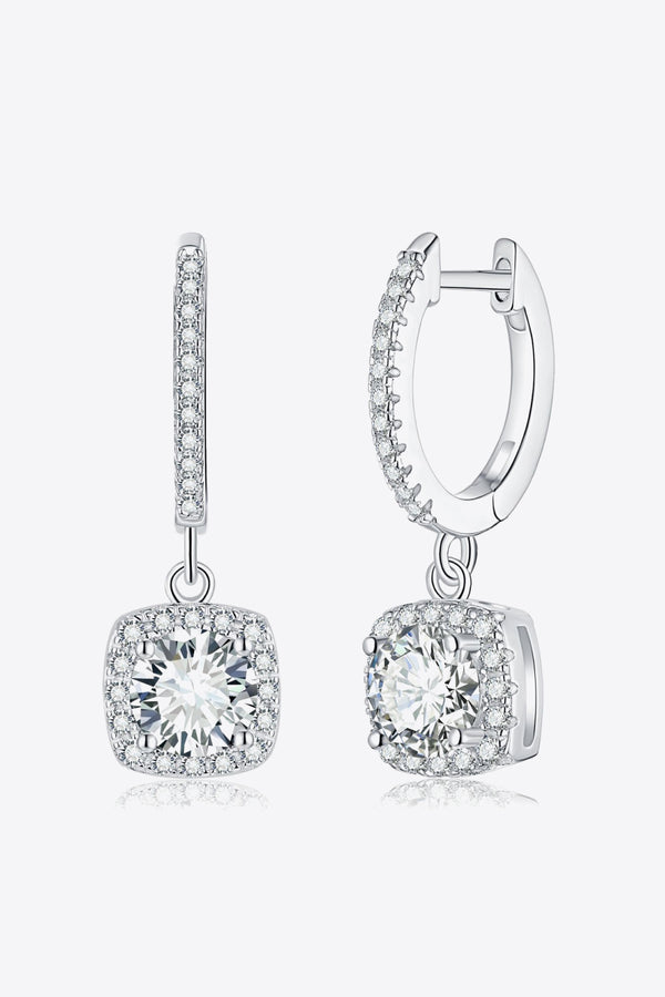 Moissanite Huggie Drop Earrings Silver One Size