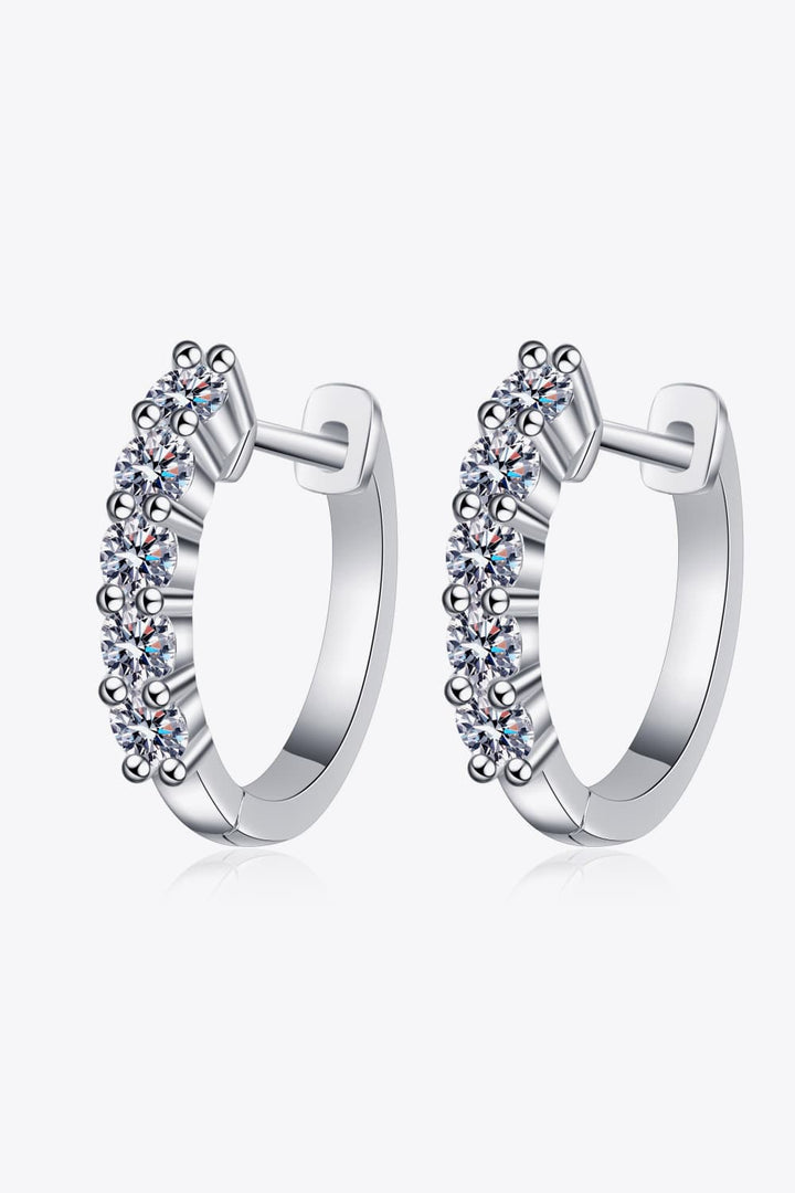 1 Carat Moissanite Hoop Earrings Silver