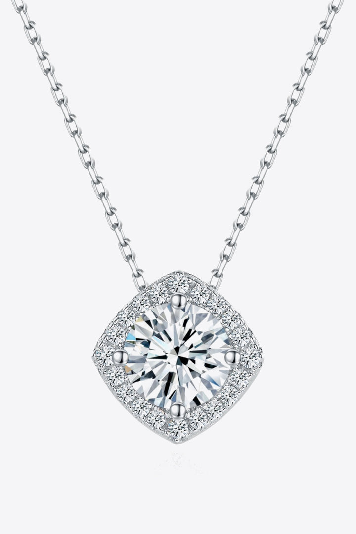 1 Carat Moissanite Geometric Pendant Necklace Silver