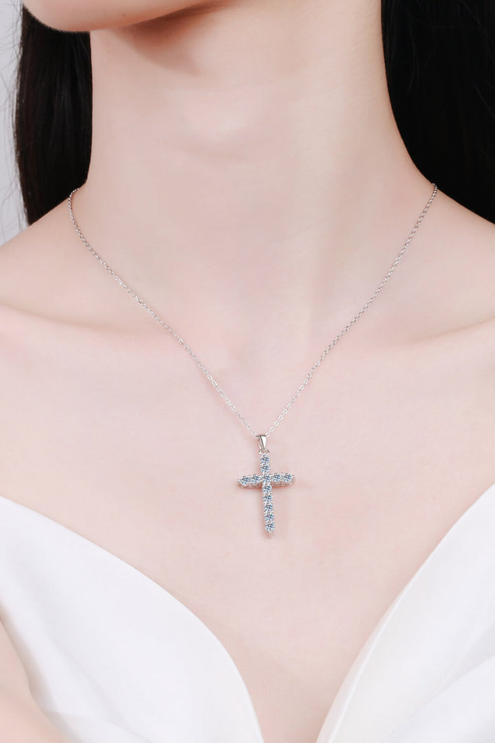 925 Sterling Silver Cross Moissanite Necklace