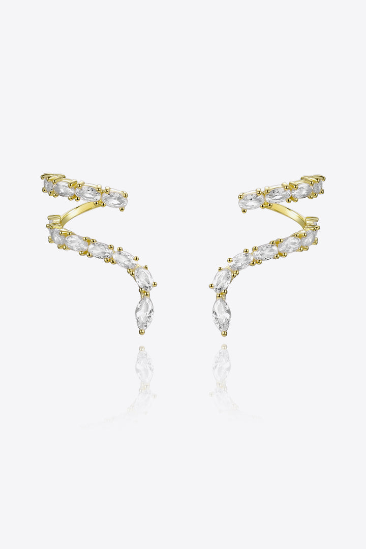 Zircon 925 Sterling Silver Earrings Gold One Size