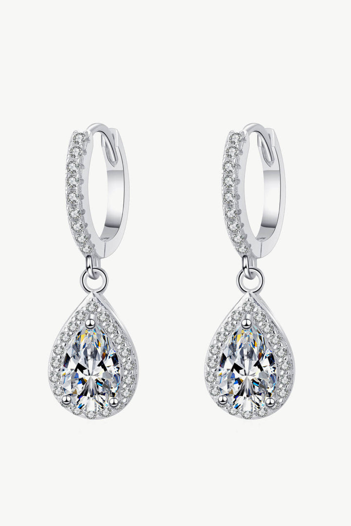 Moissanite Teardrop Earrings Silver One Size