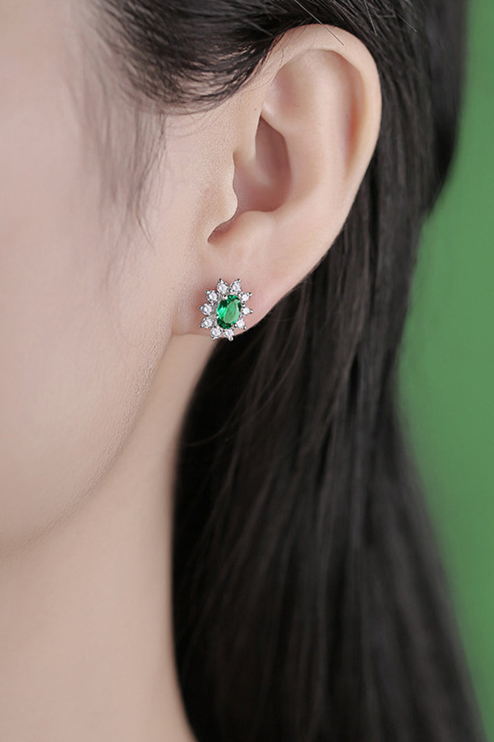 1 Carat Lab-Grown Emerald Stud Earrings Mid Green