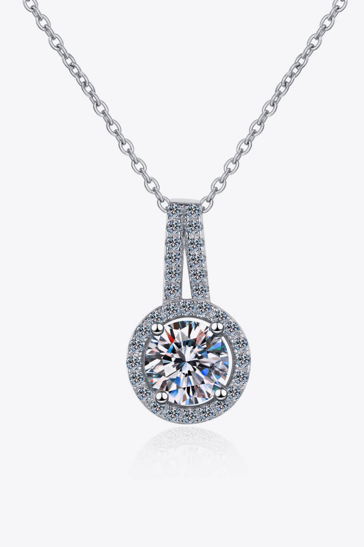 Build You Up Moissanite Round Pendant Chain Necklace Silver One Size