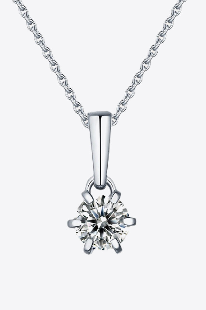 2 Carat 6-Prong Moissanite Pendant Necklace Silver