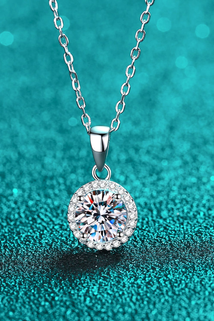 Chance to Charm 1 Carat Moissanite Round Pendant Chain Necklace Silver One Size