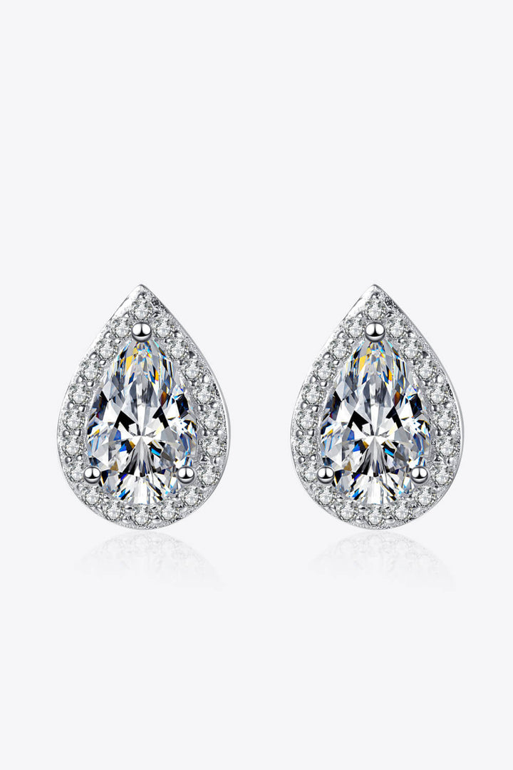 Moissanite Teardrop Stud Earrings Silver One Size