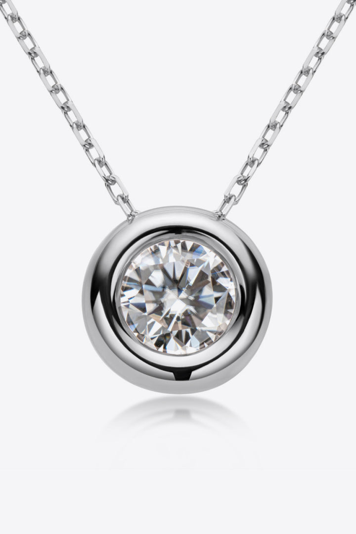 1 Carat Moissanite Pendant 925 Sterling Silver Necklace Silver