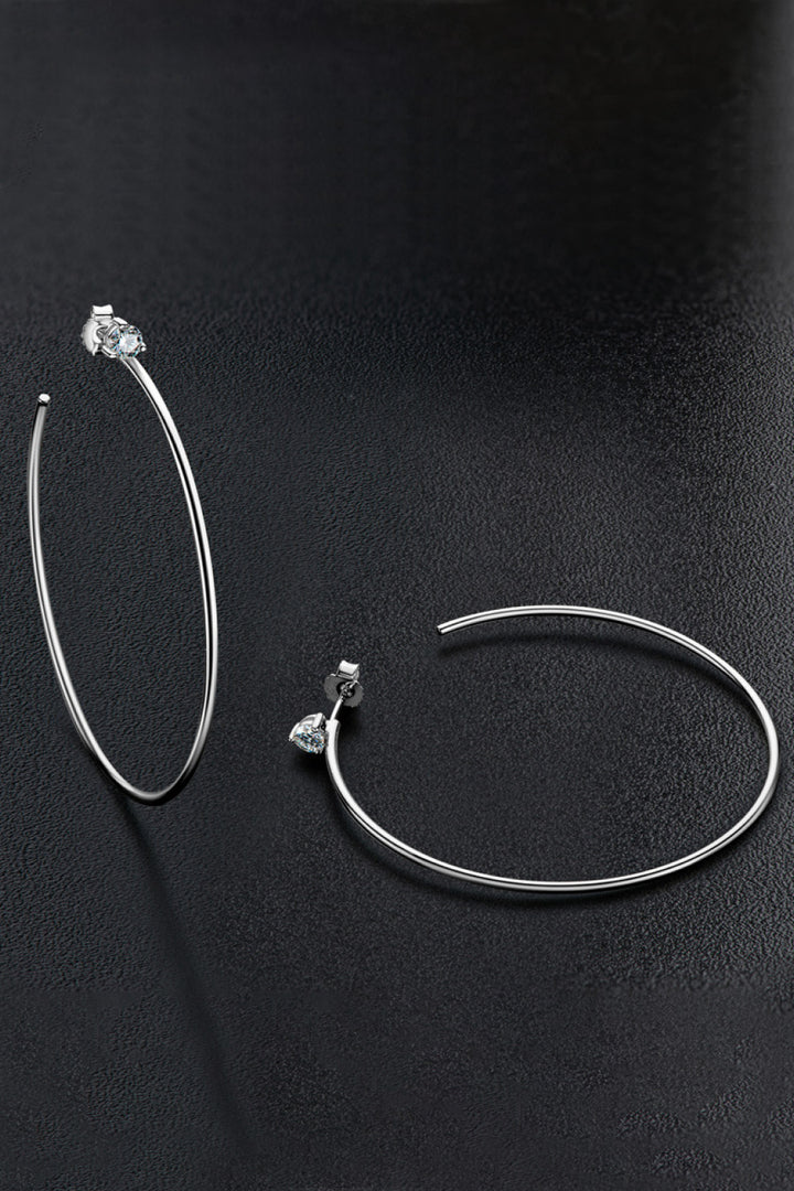 925 Sterling Silver Moissanite Hoop Earrings Silver