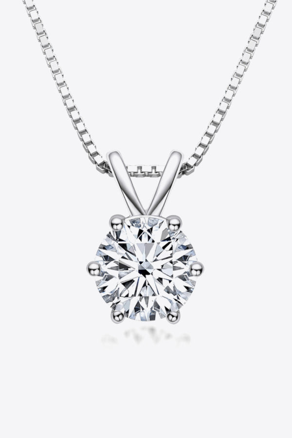 925 Sterling Silver 1 Carat Moissanite Pendant Necklace Silver