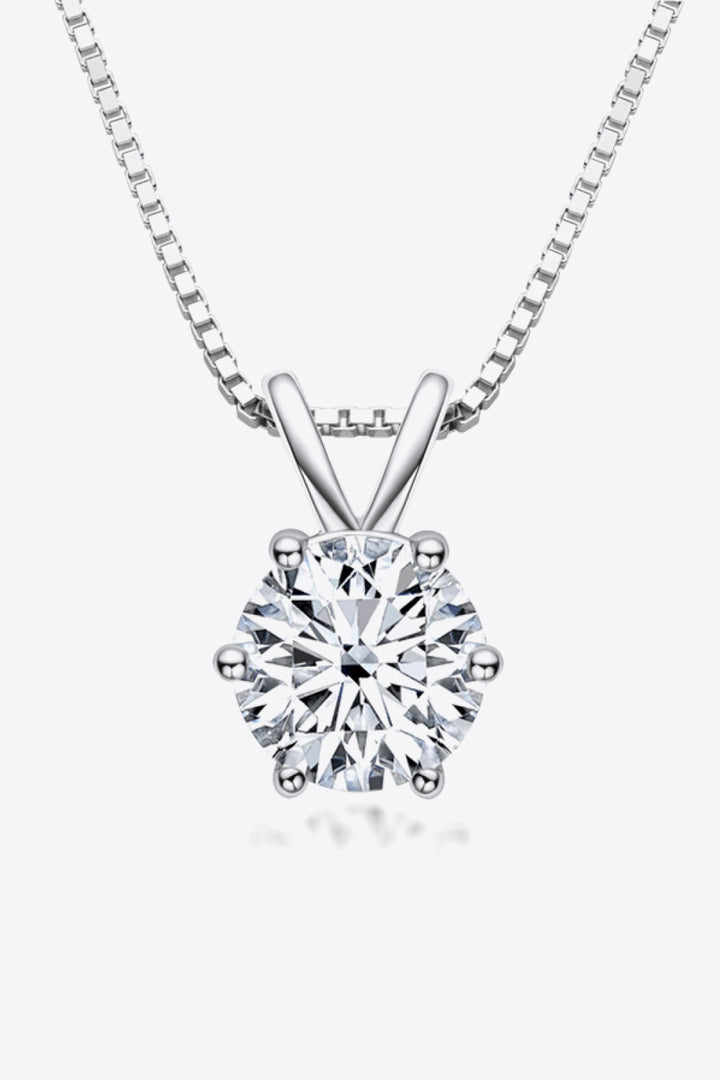 925 Sterling Silver 1 Carat Moissanite Pendant Necklace Silver