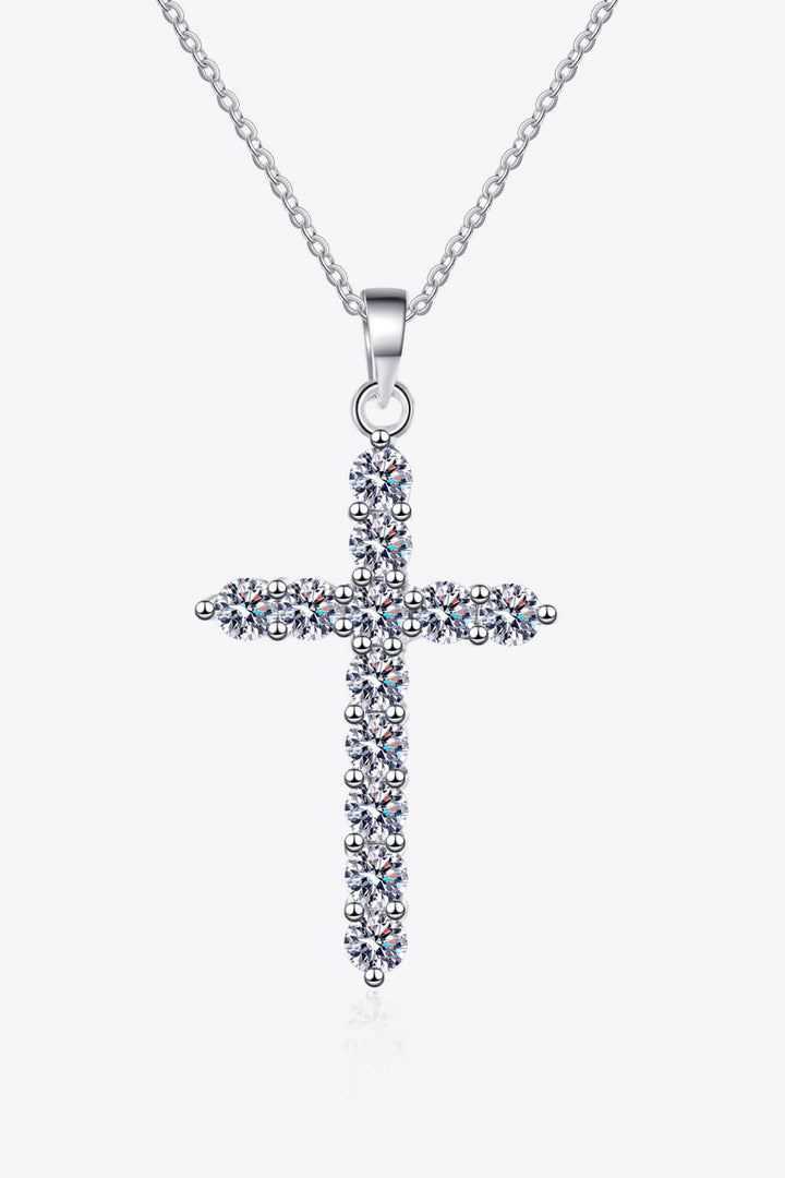 925 Sterling Silver Cross Moissanite Necklace