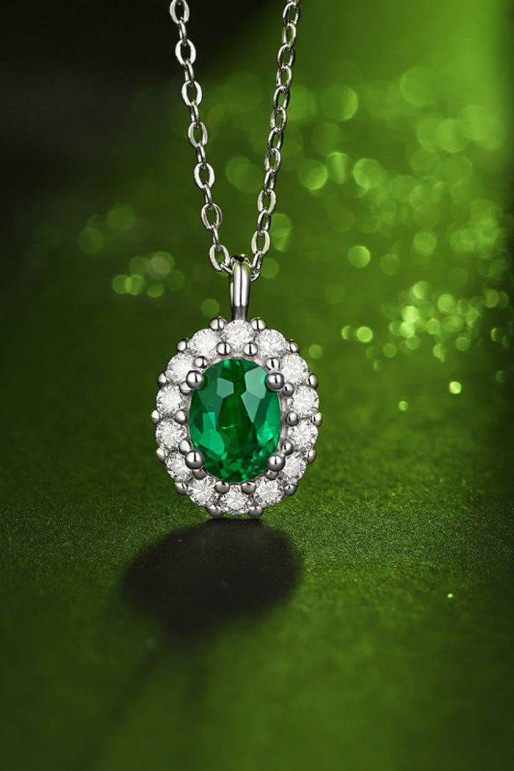 1.5 Carat Lab-Grown Emerald 925 Sterling Silver Necklace Mid Green