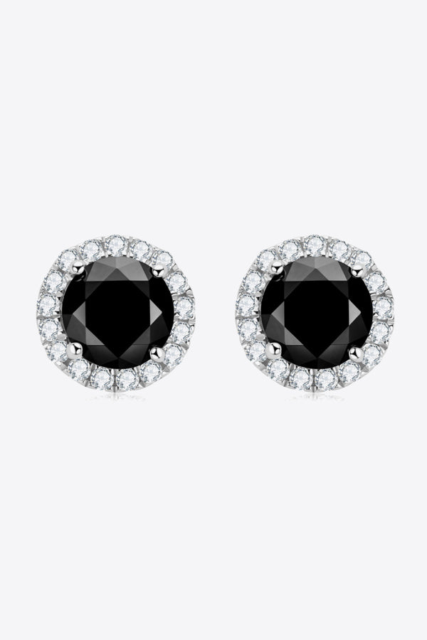 Two-Tone 4-Prong Moissanite Stud Earrings Black One Size